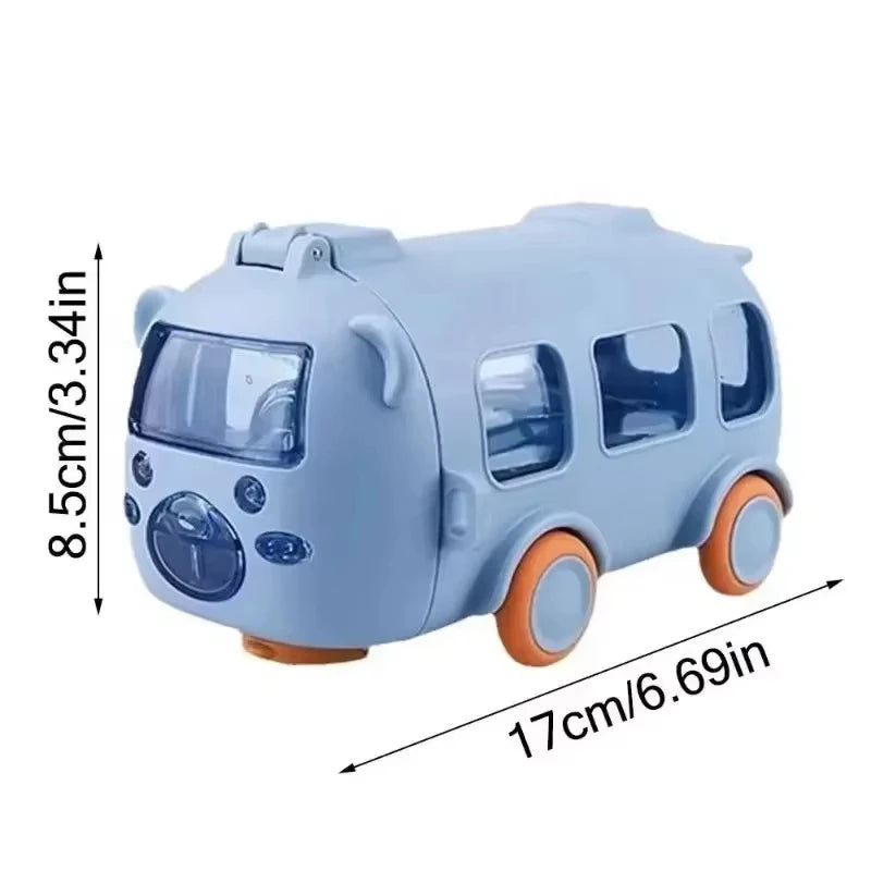 500ML Bus Shape Cute Car Water Bottle with Movable Wheels for kids